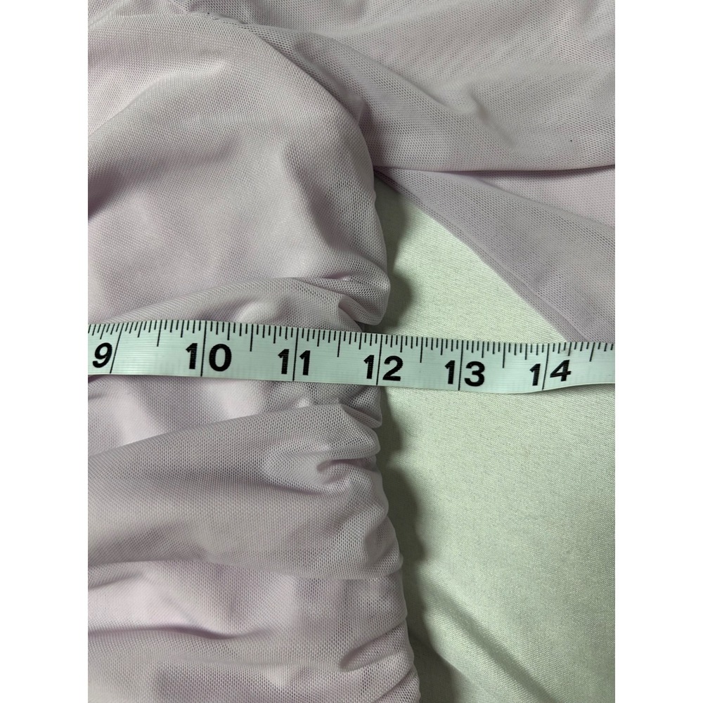 NWT Fashion Nova Your Eyes On Me Top Lavender Ruched Mesh Balloon Sleeve Crop L - Picture 12 of 14